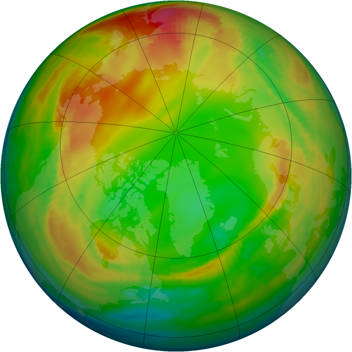 Arctic ozone map for 19 January 1984